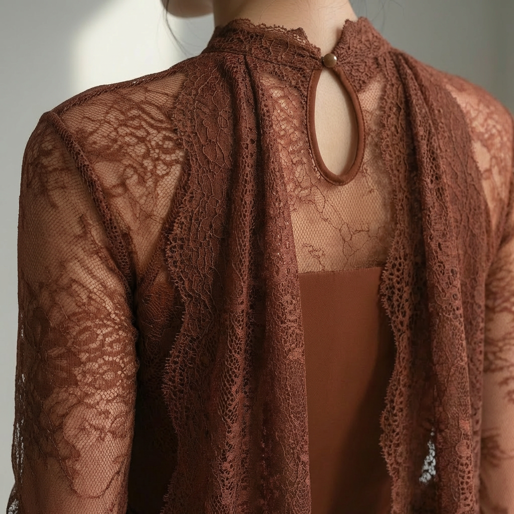 Maxikleid mit Spitze hellbraun - DUNE