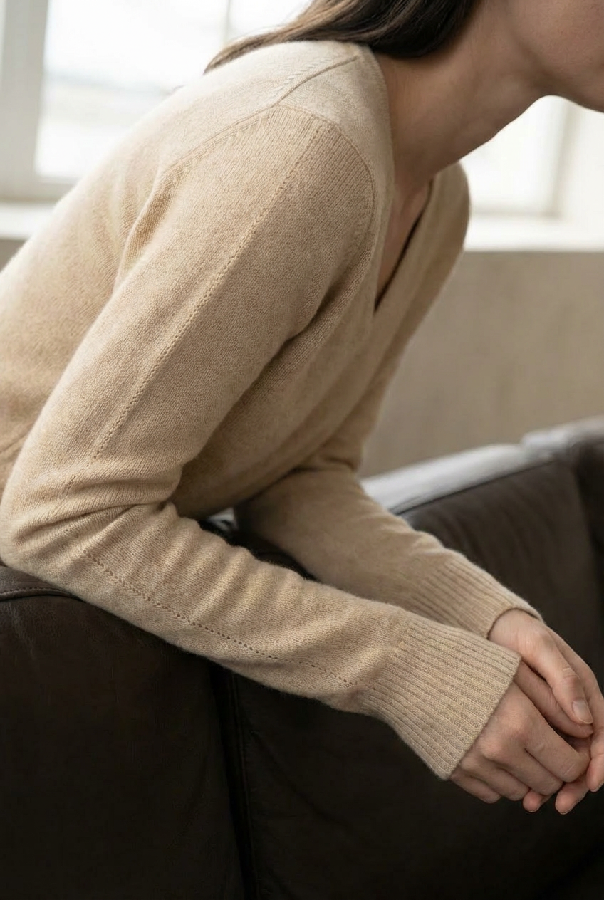 V-Neck Pullover MALIA - sand