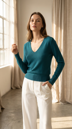 V-Neck Pullover MALIA - türkis