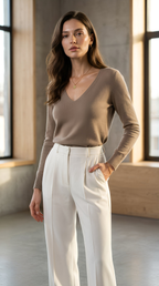 V-Neck Pullover MALIA - braun