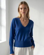V-Neck Pullover MALIA - blau