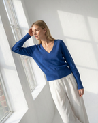 V-Neck Pullover MALIA - blau