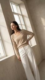 V-Neck Pullover MALIA - sand